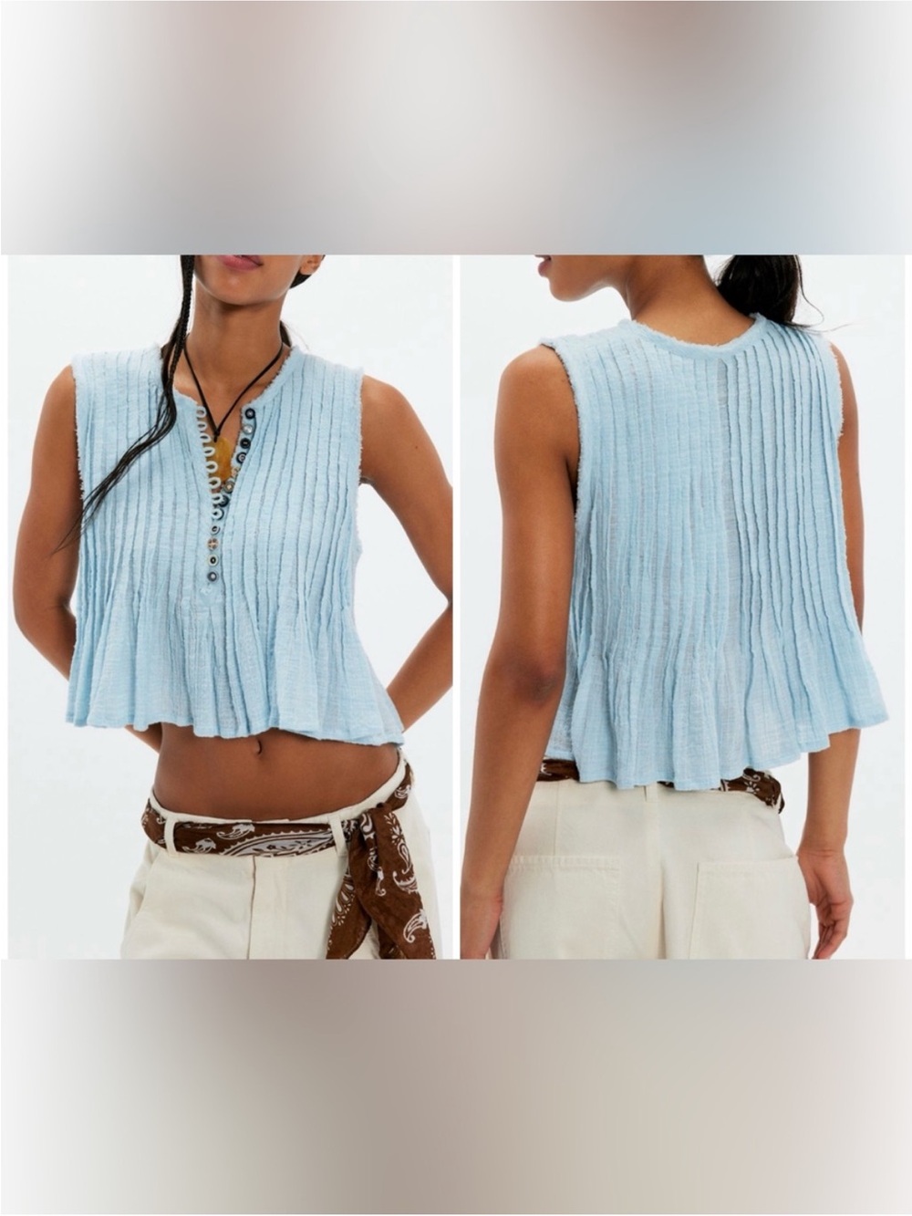 NWOT Free People FP One Parker Tank - starlight blue - XL